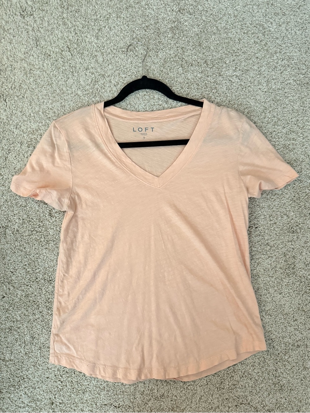 LOFT Pale Peach V-Neck Short Sleeve Tee